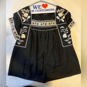 Black madewell embroidered top